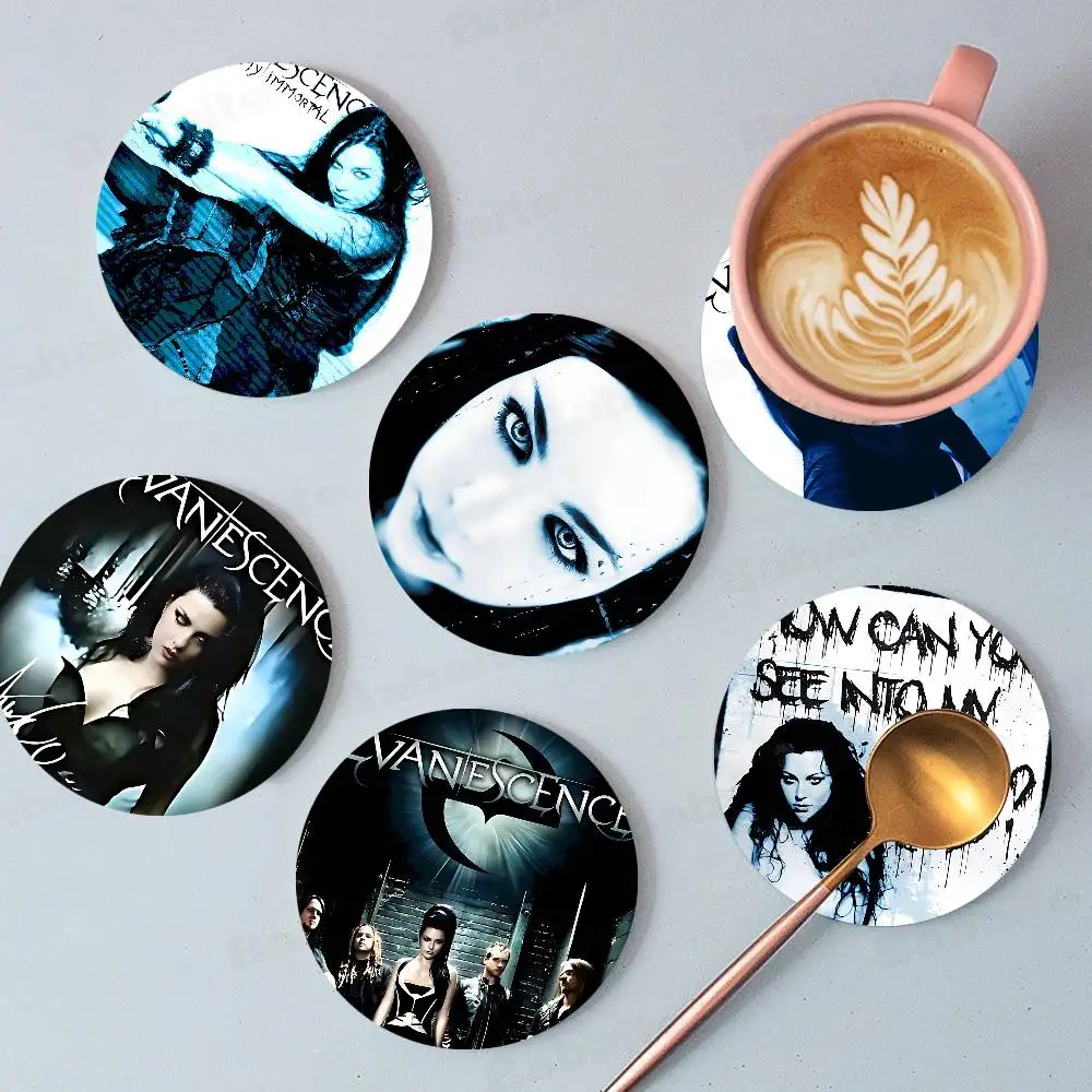 rock band E-EvanescenceS Gothic metal Printed Coasters Suitable for Daily Family Party Decoration, Office, Non-Slip Wooden