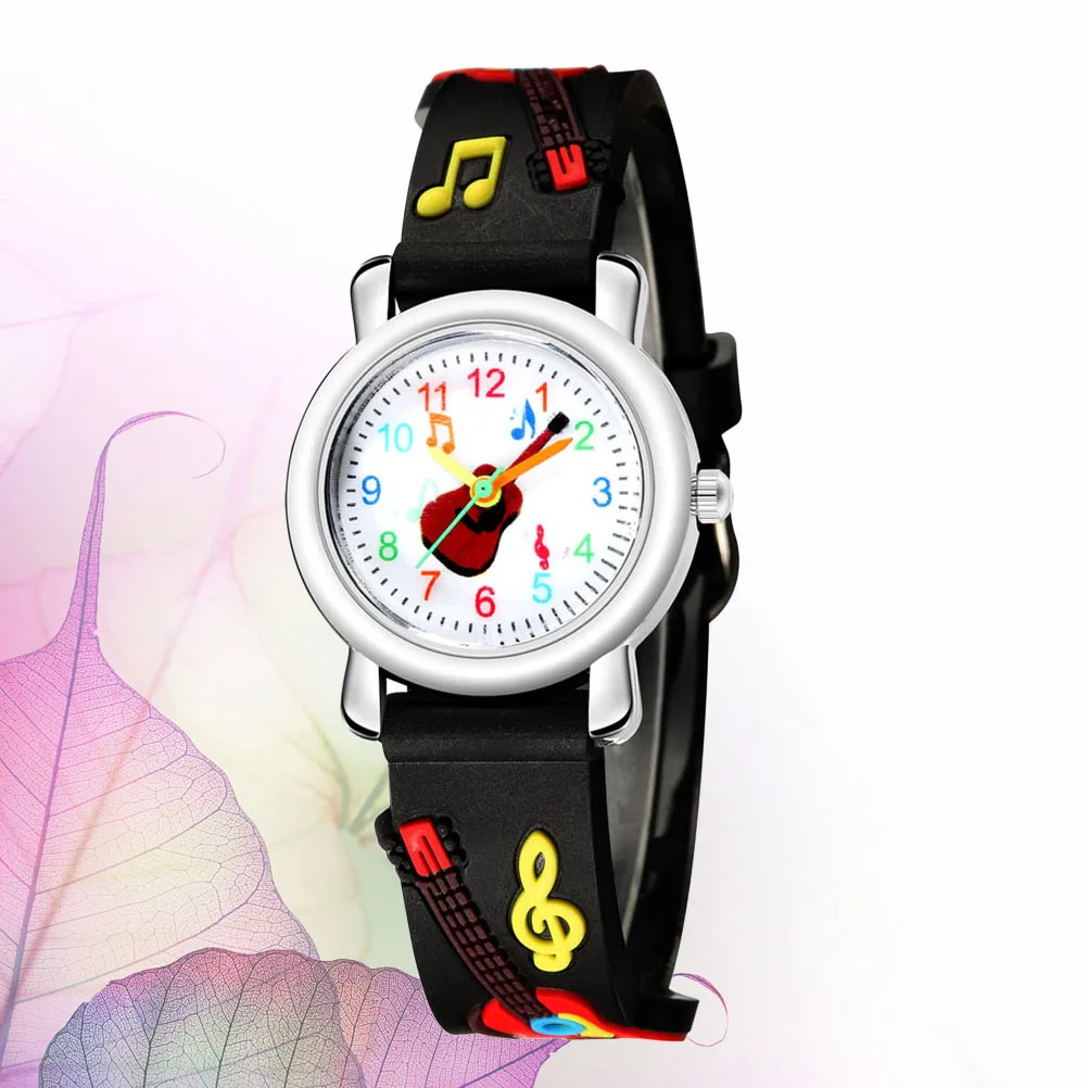 

Black Guitar Pattern Children Watch Kids Stylish Comfortable Strap Students Wristwatch Birthday Gift for Boys Girls