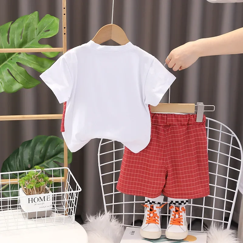 

New Summer Baby Boys Clothes Suit Children Casual Plaid T-Shirt Shorts 2Pcs/Sets Kids Clothing Toddler Costume Infant Tracksuits