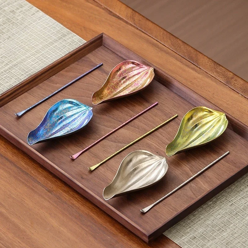 Pure Titanium Tea Is Combined To Appreciate Tea Lotus Kung Fu TeaSet Accessories To Wake Up TeaSpoon TeaPlucking Tea Ceremony