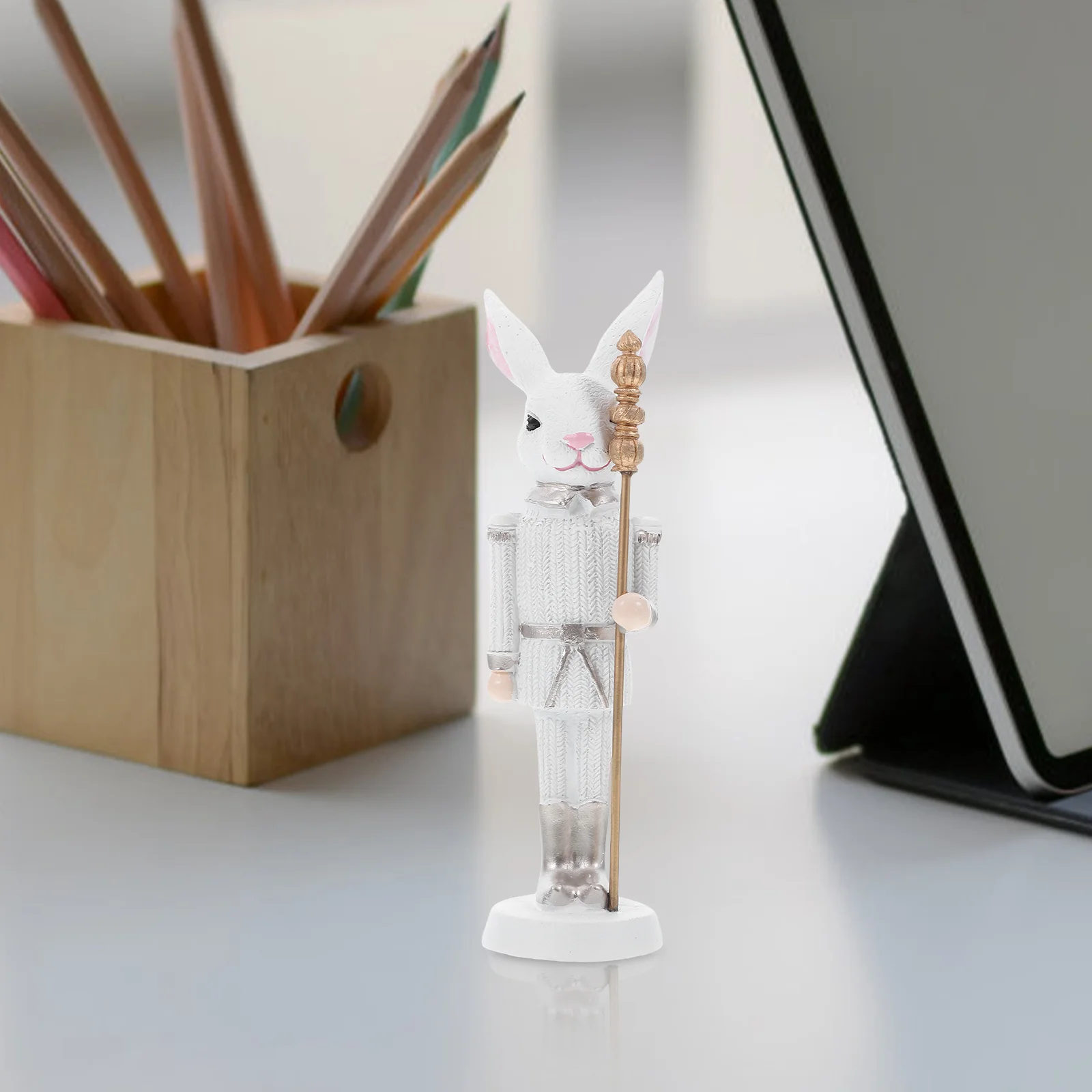 

Easter Rabbit Garden Decor Resin Statue with Detailed Sculpture Playful Yet Elegant Holiday Centerpiece Indoor Outdoor Use