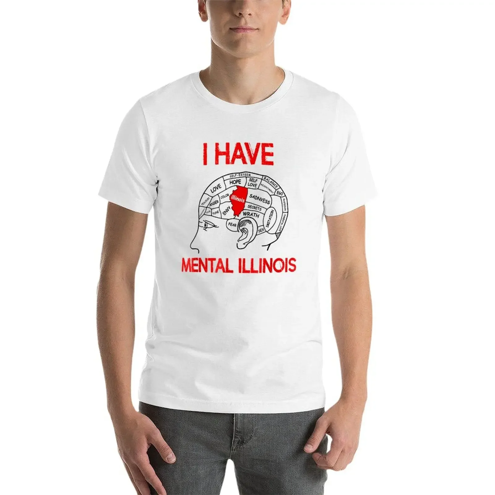 Funny I Have Mental Illinois T-shirt Blouse summer tops plain t shirts men