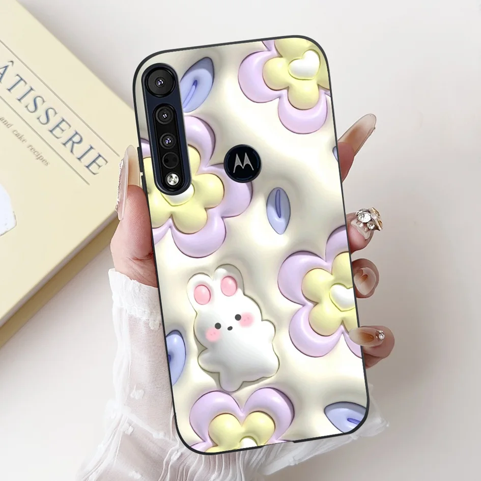For Motorola One Macro Case Moto One Vison Cover XT1970-1 XT1970-2 Cute Cartoon Bowknot Soft Silicone Phone Case Shockproof Capa