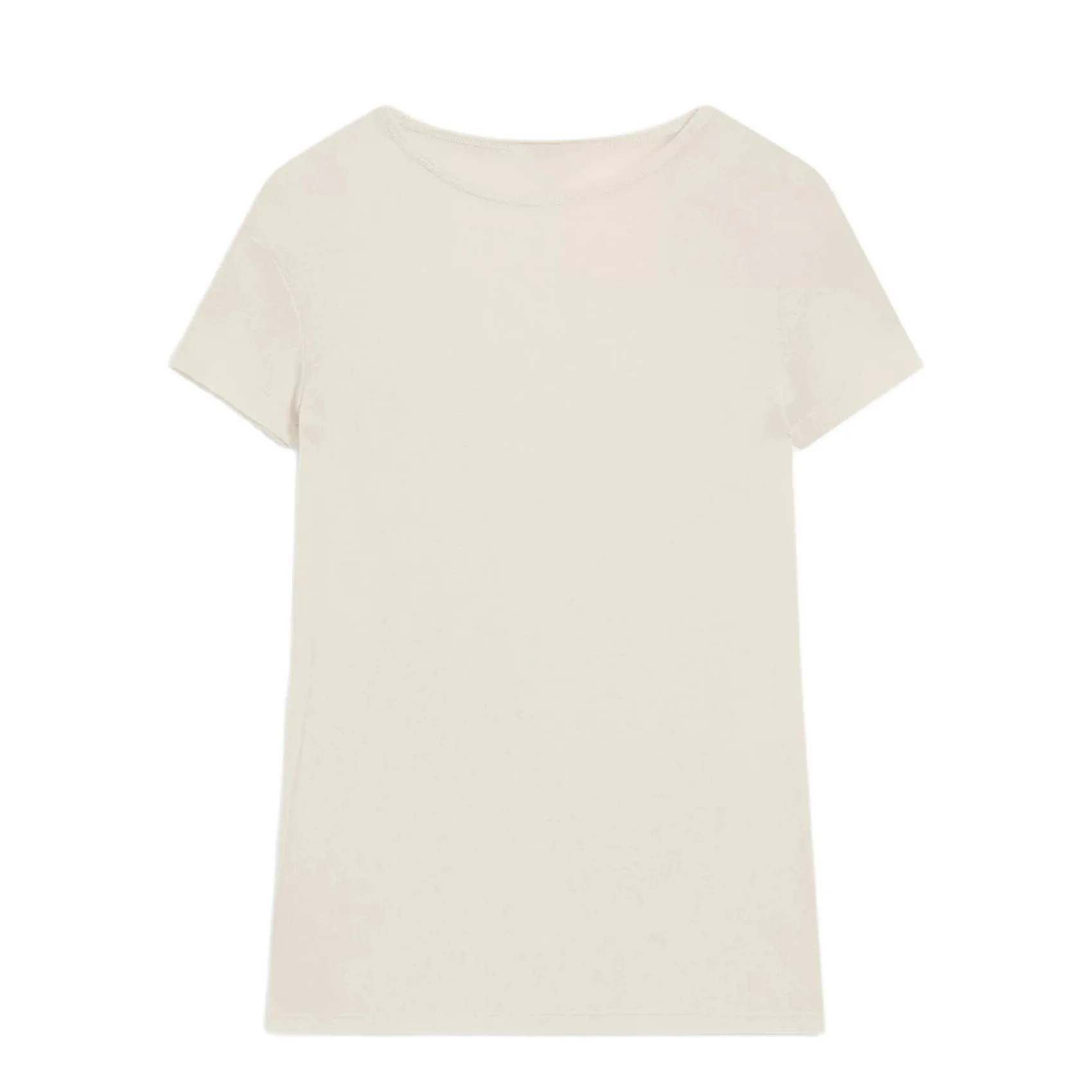 Cos Lris 2024 여성 라운드넥 반팔 티셔츠, 산뜻한 캐주얼, 단색 슬림, 여름