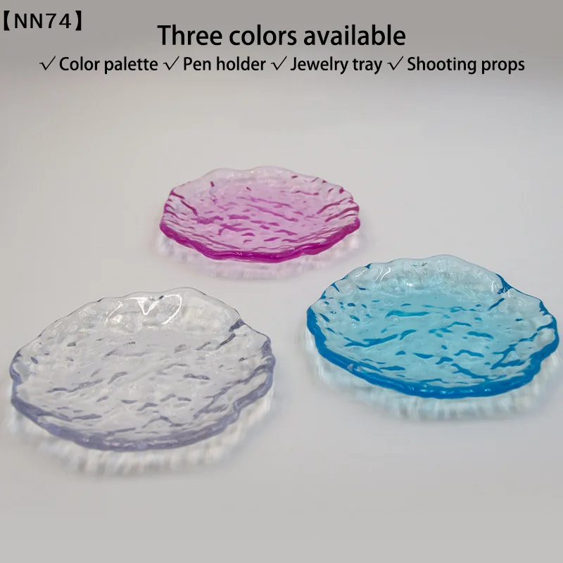 Round Acrylic Nail Art Palette False Nail Tips Mixing Color Glacier Crystal Palette Display Shelf Manicure Tool Jewelry Tray[J]