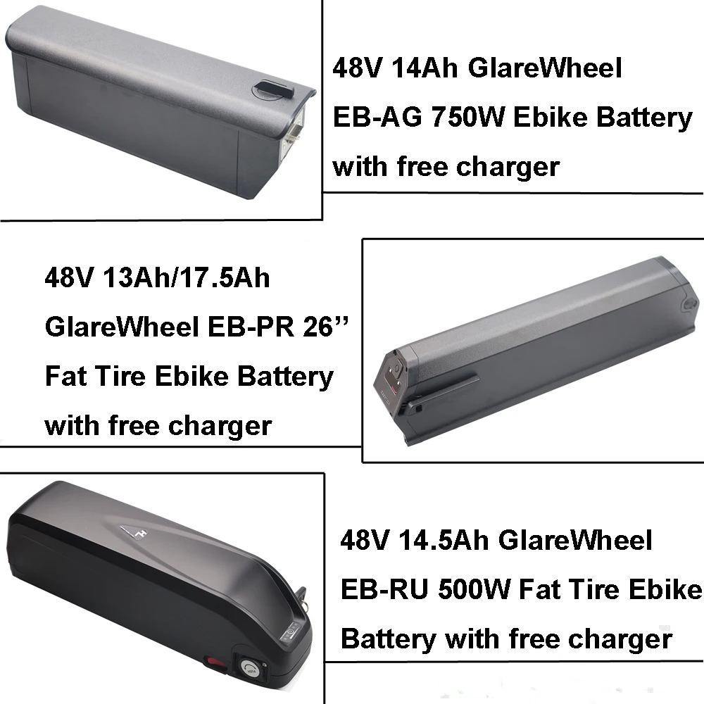 

Electric Bike Bicycle Battery 48V 13Ah 14Ah 14.5Ah 17.5Ah Lithium Battery for GlareWheel EB-AG EB-PR EB-RU Ebike