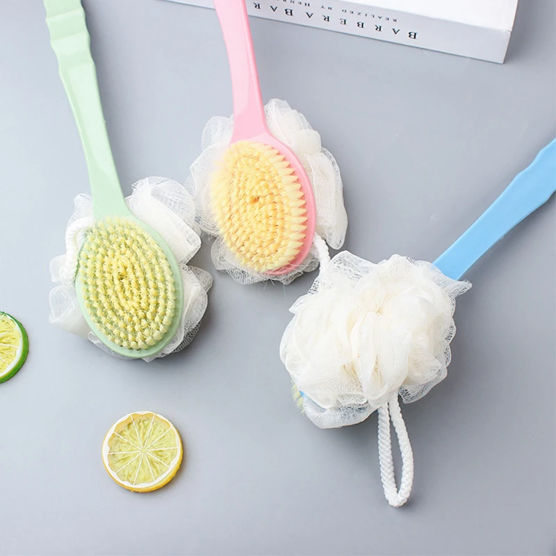 فرشاة حمام بمقبض طويل مع إسفنجة حمام مزدوجة الجوانب ناعمة ومريحة لتعليق أداة الاستحمام لتنظيف الجسم بالجملة #5