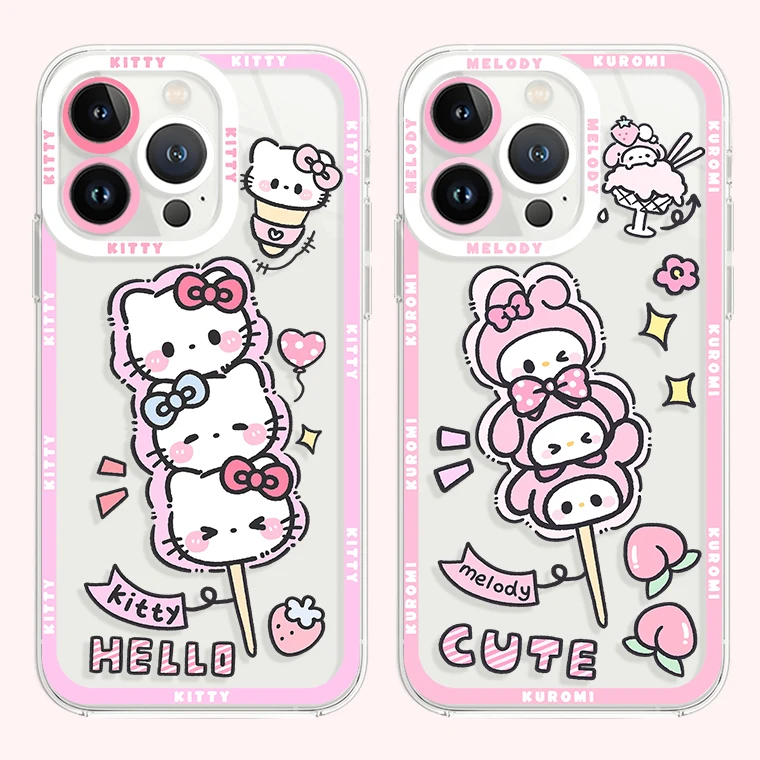 Sanrio MelodyCinnamoroll Phone Case For iPhone 15 14 Pro Max 13 12 Mini 11 Pro XR XS X 8 7 6 6S Plus SE 2020 TPU Silicone Cover