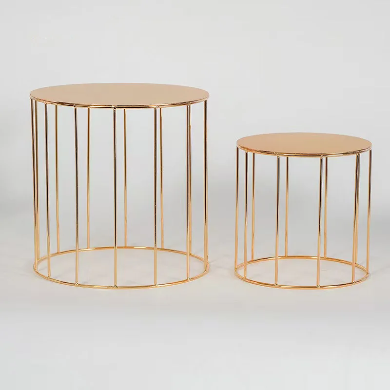 

Modern Round Wedding Event Gold Cake Stand Dessert Holder Decorations Wedding Props