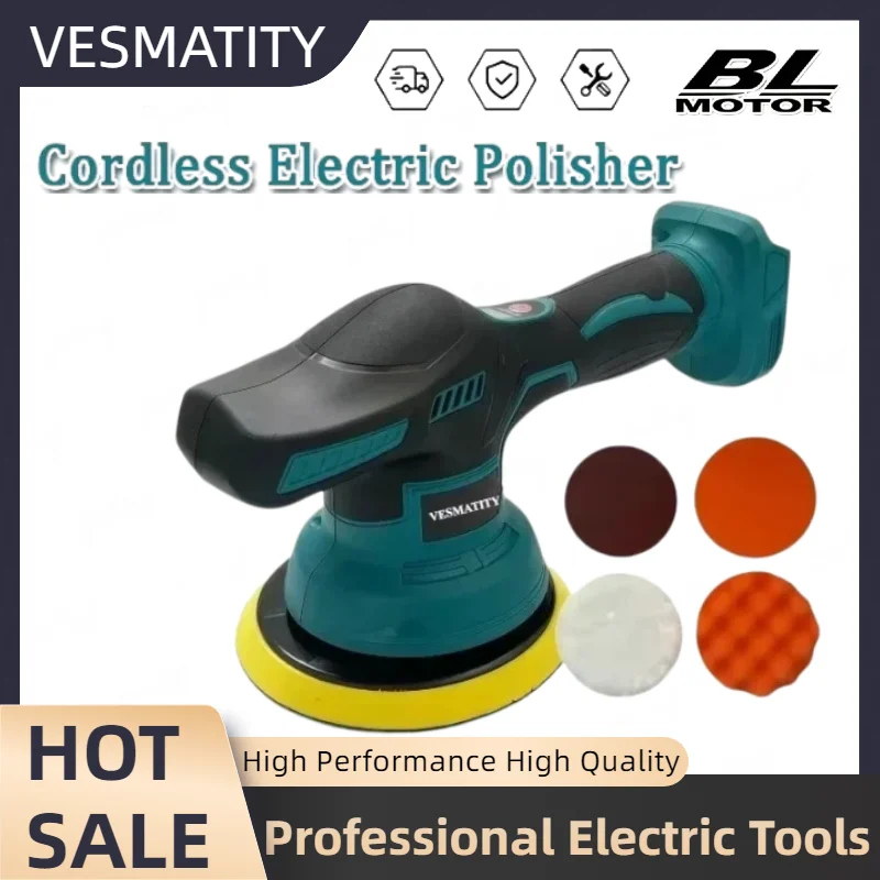 Cordless Car Polisher 8 Gears Adjustable Auto Electric Waxing Sanding Sealing Glaze Power Tool Fit Makita Battery