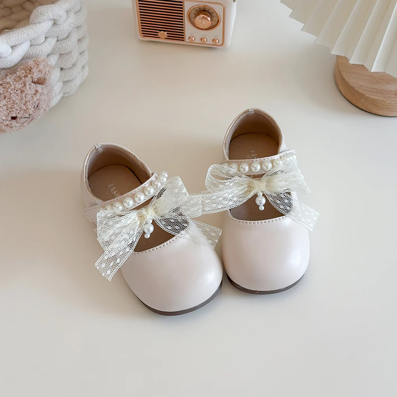 

Spring Autumn New Girls Fashion Leather Shoes 2026 Sweet Lace Bow Princess Party Kids Mary Jane Shoes Children Dress Flat Shoes