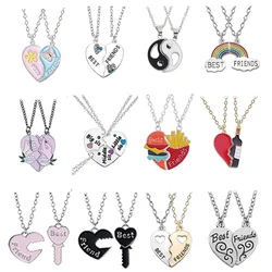 Fashion Best Friends Honey Love Couple Pendant Necklace 2 Pcs/ Set Chain Choke Broken Heart BFF Good Friendship Jewelry Gift