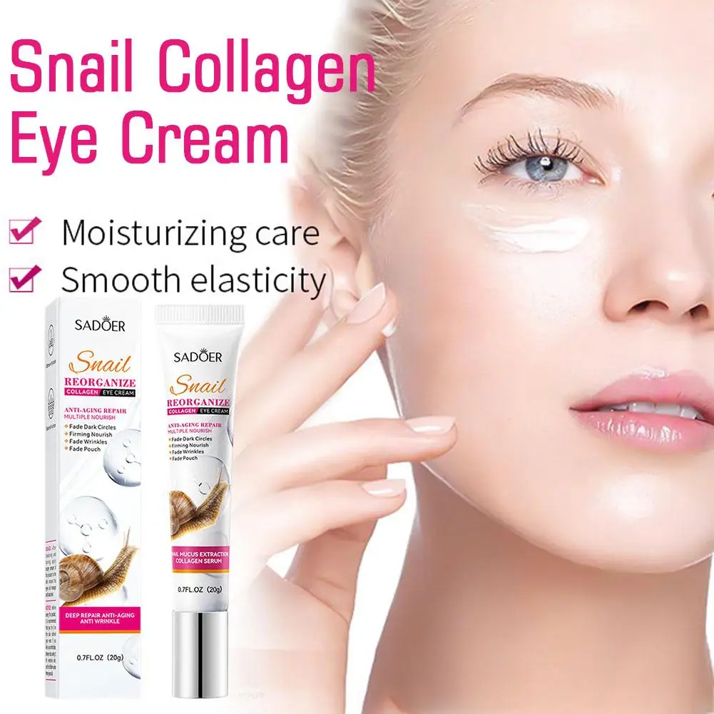 Crème pour les yeux au collagène d'escargot, anti-cernes, hydratant pour la peau, anti-âge, produits de beauté déformables, sacs de soins, fourmi I2W9, 20g