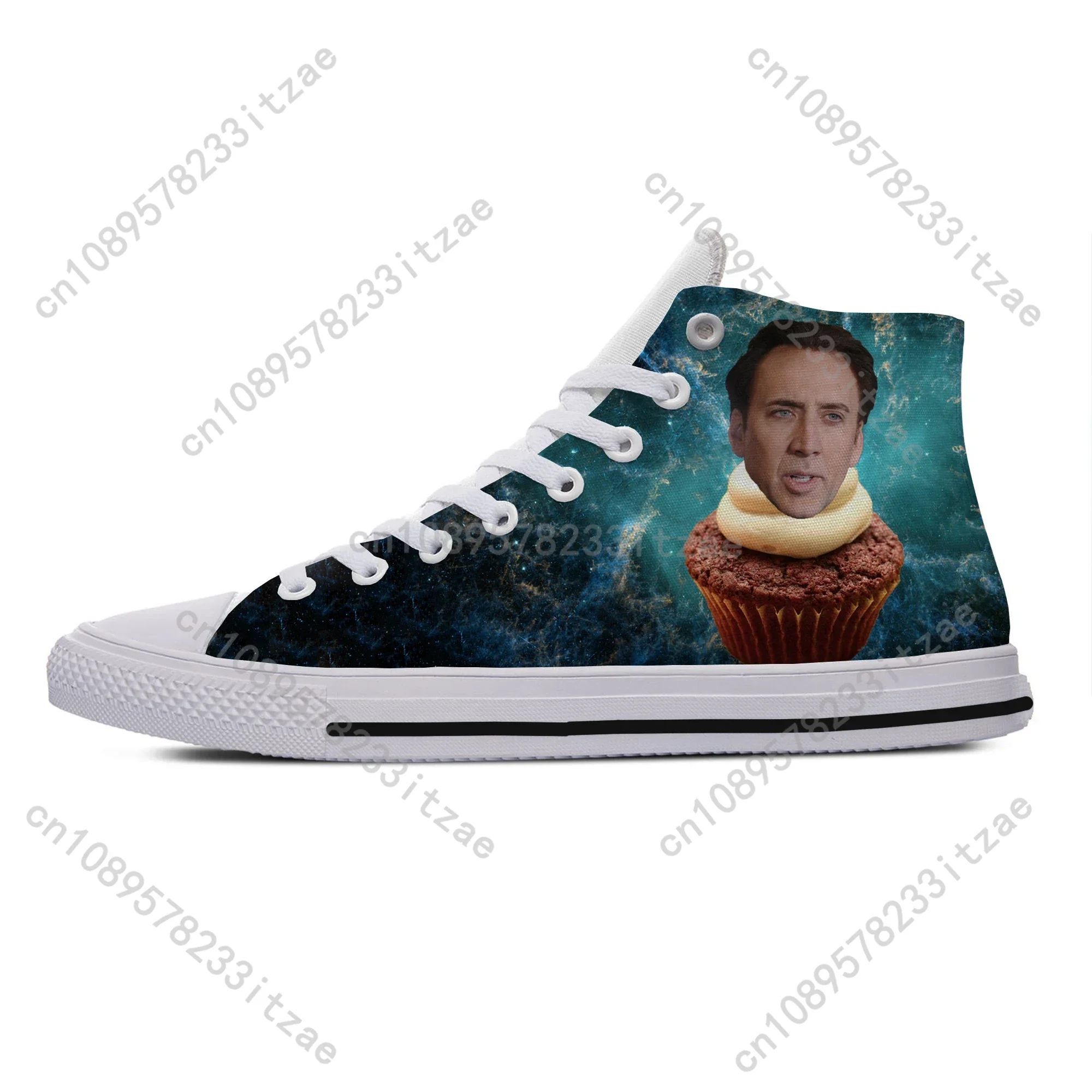 Hot Summer Jumper Shoes Men Women Nicolas Cage Crazy Funny Stare At You Fashion Canvas Shoes High Help Classic Board Shoes