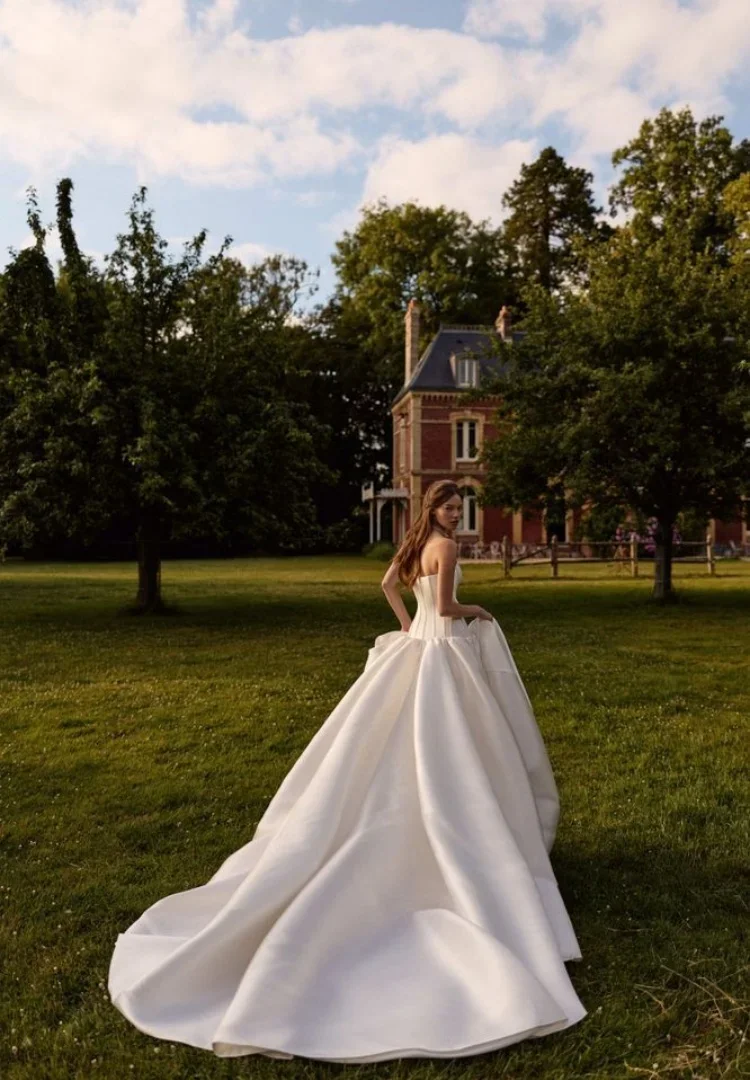 A Line Wedding Dresses Satin Dress Vestido De Novia Corset Minimalistas Vestidos Elegante Corte Princesa Alta Costura Bride