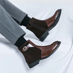 Men Retro Ankle Boots Black Brown Side Zipper European and American Fashion High Quality Chelsea Boots Size 38-46 Men Boots