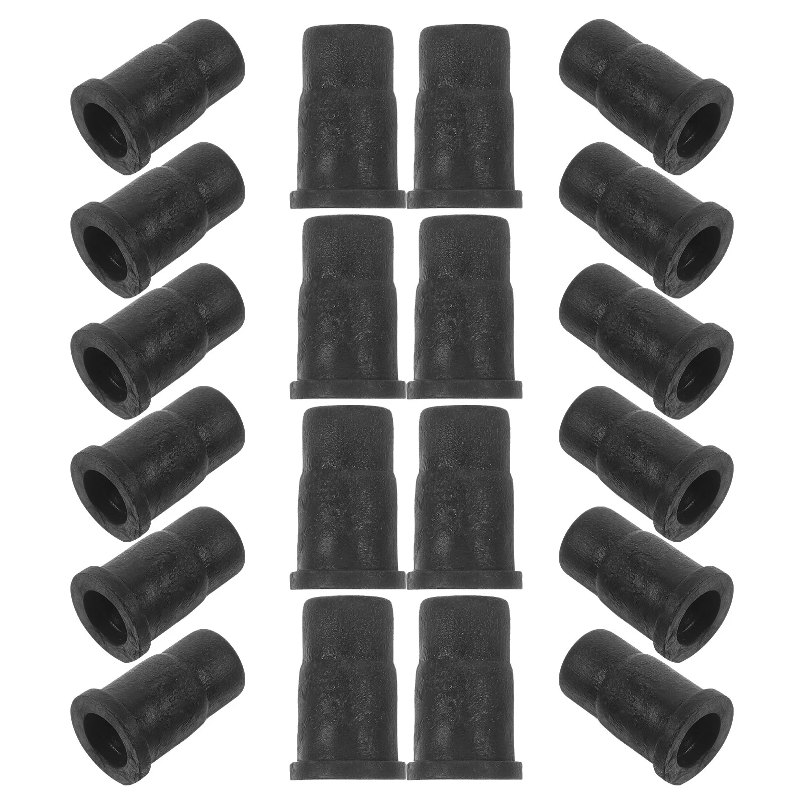 20 Pcs Caster Rod Rubber Cap Casters Wheels Socket Mini Low Profile Black Sleeve Round Inserts Swivel Heavy