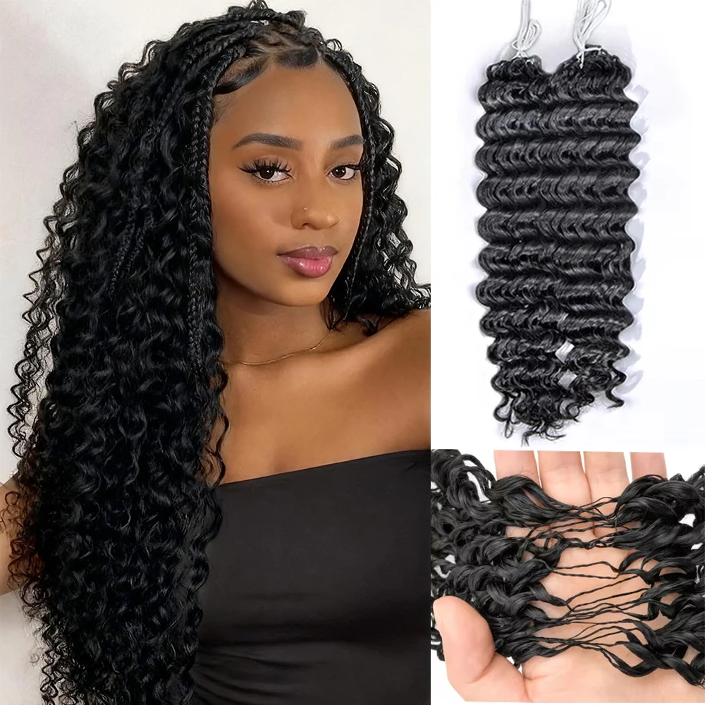 

Наращивание волос для крючкового плетения: бесшовные, предварительно разделенные пряди Deep Wave, натуральные черные волосы Water Wave, имитация перьев