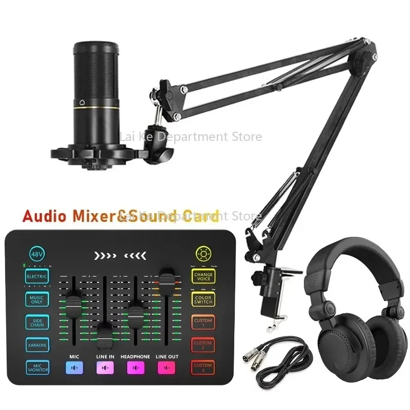 

ZX230 Live Stream Sound Card Condenser Microphone Broadcast Kit Recording Singing Gaming Mobile m Audio K300 K1 Live Sound Card