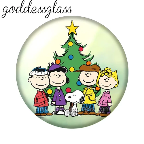 New Snoopy Christmas Tree festeggia i regali 12mm/18mm/20mm/25mm Round photo glass cabochon flat back Making risultati portachiavi