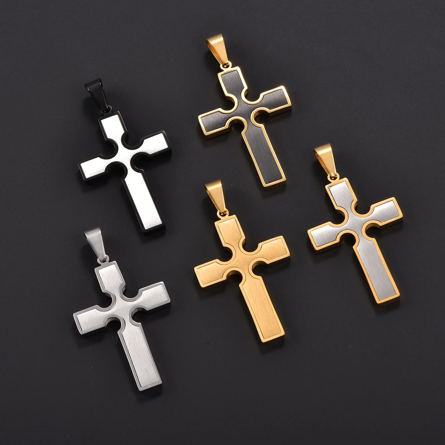 Religiöses Edelstahl-Kreuz Jesus-Kettenamulett Schmuck für Männer Hip-Hop Gebetsanhänger Frauen Anhänger Halskette – Detail 3