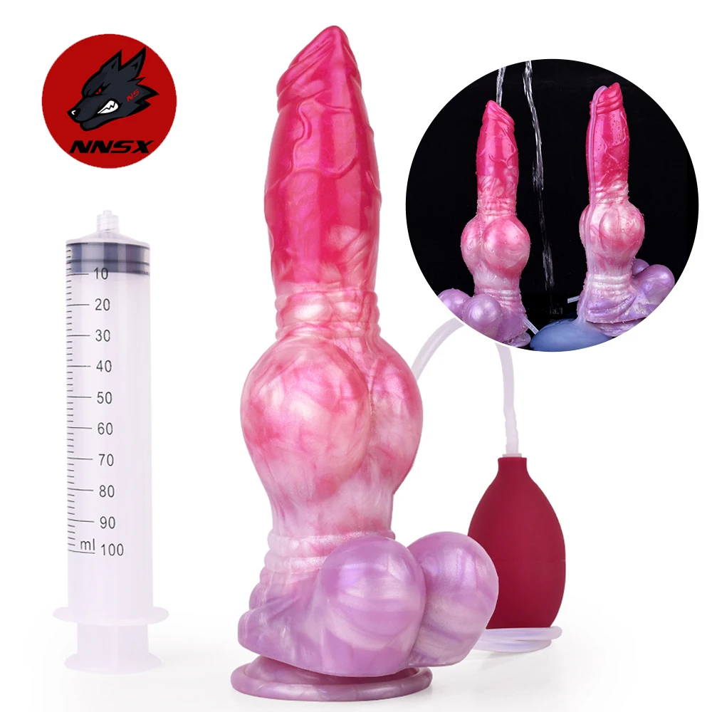 

NNSX Fantasy Ejaculation Dog Dildo With Suction Cup Spray Squirting Dildos Huge Penis Dick Monster Anal Sex Toys For Men Women