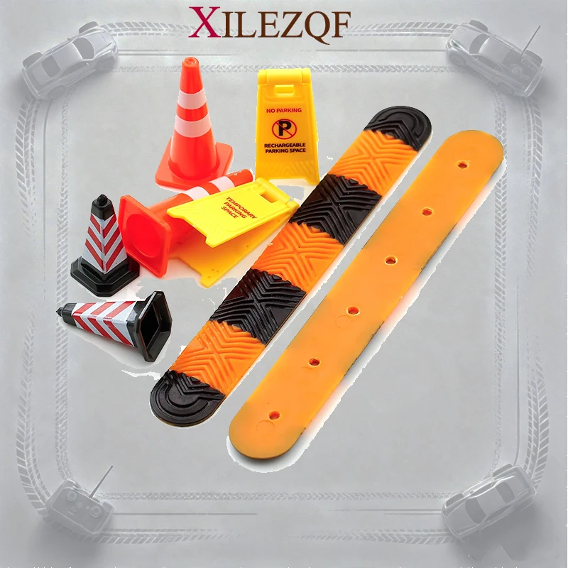 4PCS RC Crawler Course Accessories Mini Speed Bumps Traffic Signs for 1/18 TRX4M 1/24 Axial SCX24 FCX24