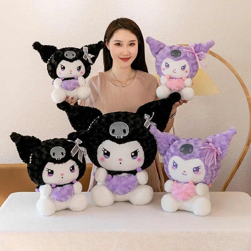 55CM Sanrio Strawberry Kuromi Pillow Plush Doll Toy Girls Soft Stuffed Animal Toys My Melody Doll Room Decoration Kids Toys Gift