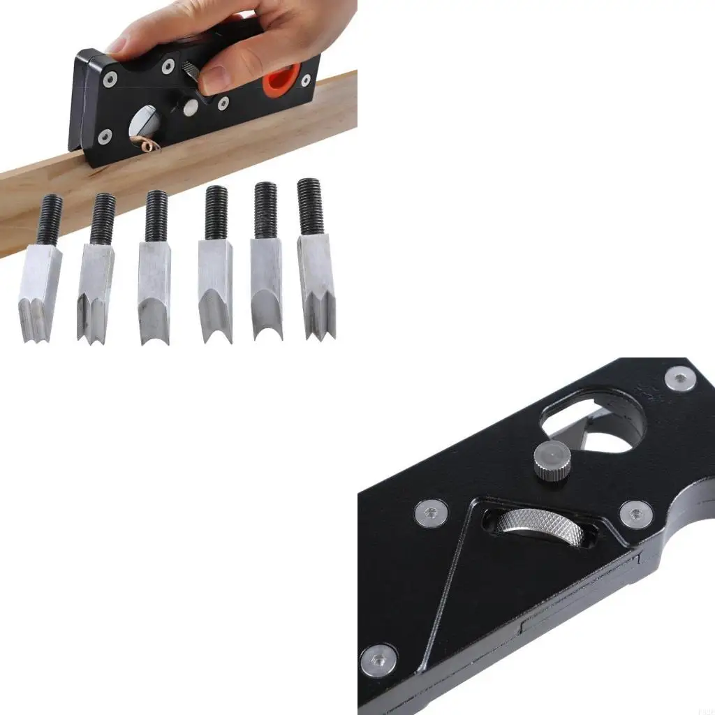 

P82E Chamfer Plane With 7 Cutter Heads, Hand Planer Accessories For Quick Edges Trimming And Corner Shaping In Woodcraft