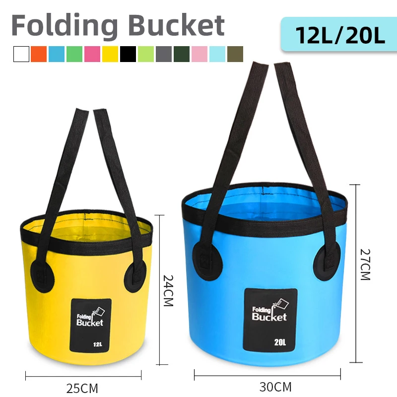 12L/20L Multifunction Folding Bucket Portable Outdoor Travel Foldable Water Bucket Bowl Sink Washing Bag Car Wash Bucket
