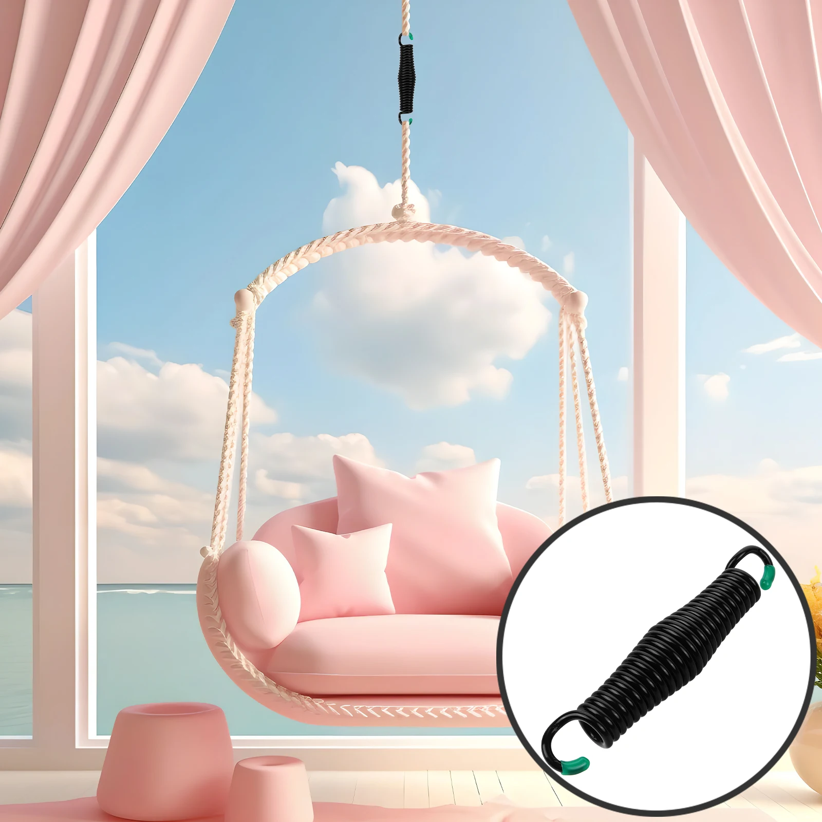 

Stable Hammock Spring Set Professional Hanging Tool Metal Swing Springs Indoor Outdoor Relaxation Heavy Bag Spring