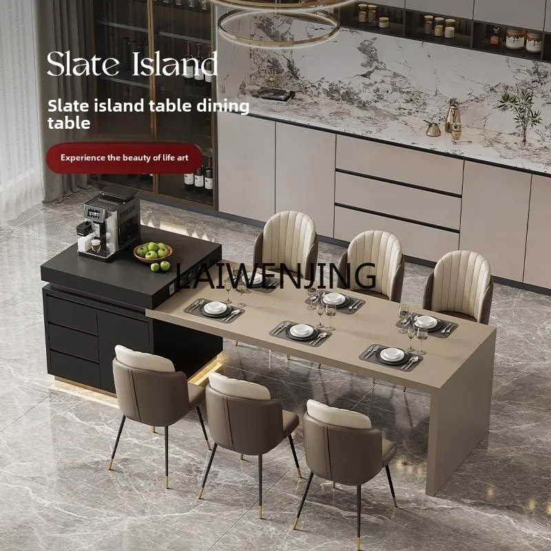 MJY light luxury rock slab island dining table retractable storage Nakajima island