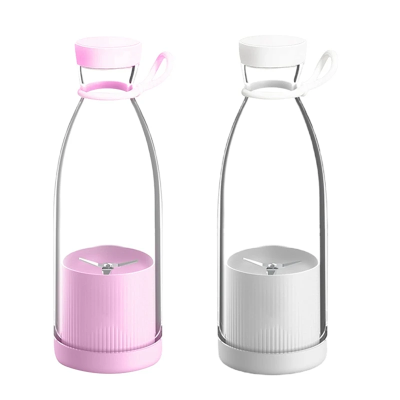 300ML Portable Blender Fruit Mixers USB Rechargeable Smoothie Mini Blender Personal Juicer -White