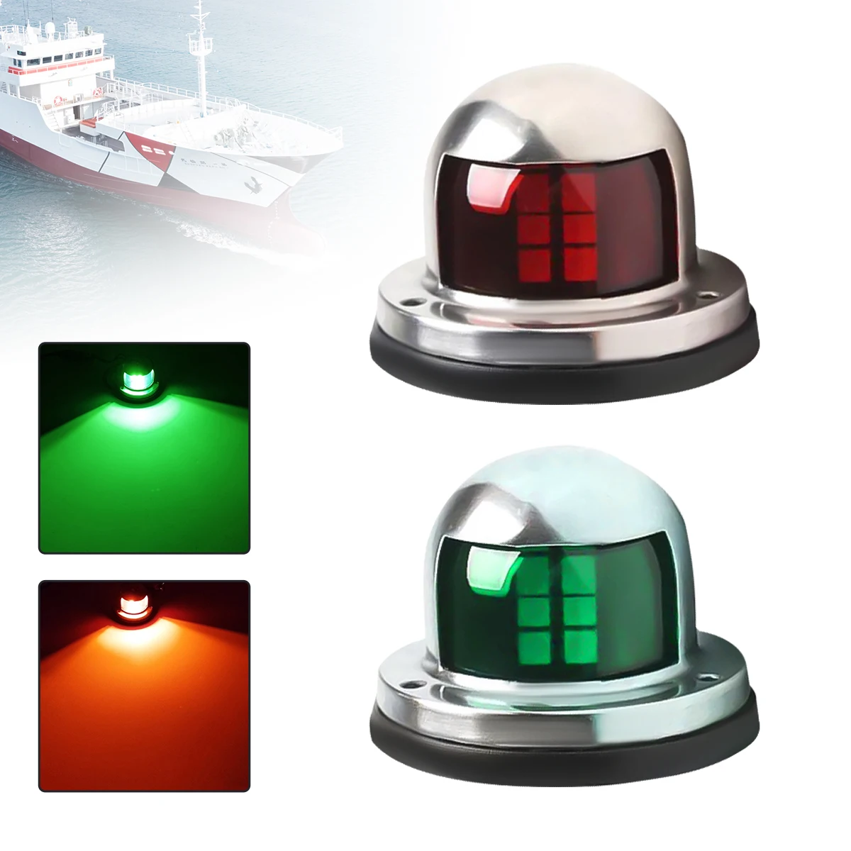 

Warning Signal Light for Marine Yacht 12V Waterproof Stainless Steel LED Marine Navigation Lights Sailing Lamp