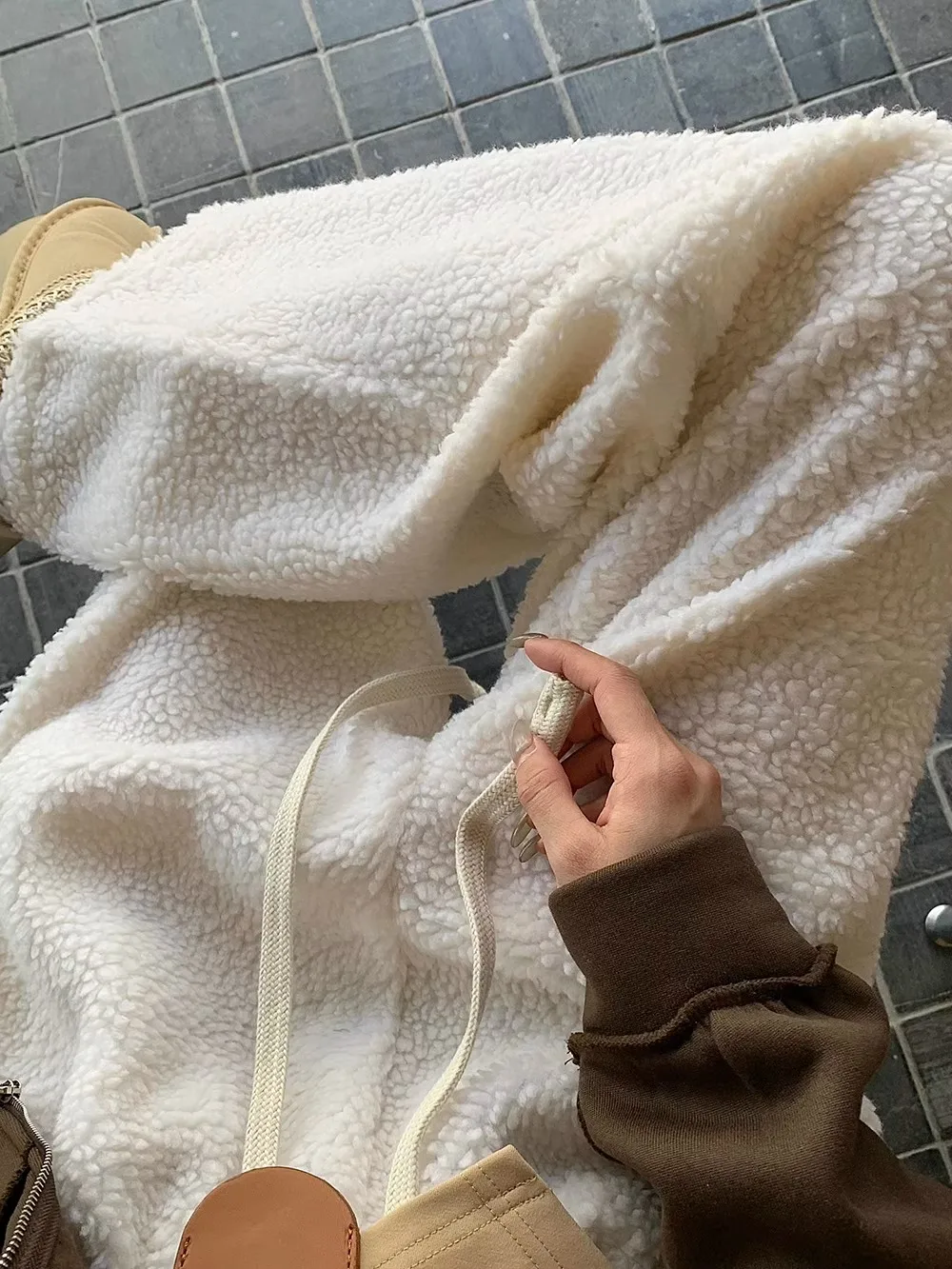 Spodnie z bawełny wełnianej barwione na morelowo, haftowane, dla kobiet i mężczyzn, na zimę, grube i ciepłe, luźne i puszyste, casualowe.