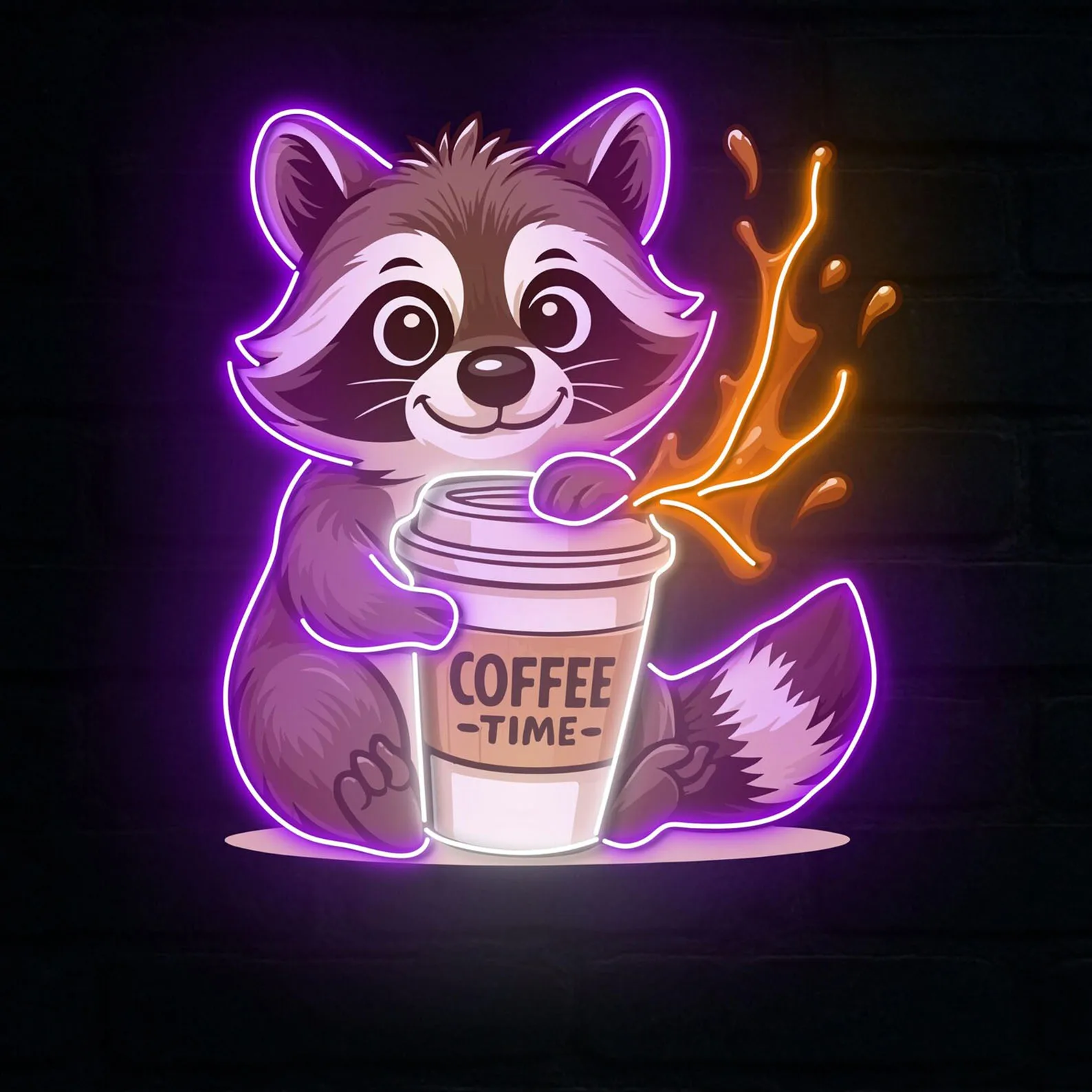 Coffee Neon Sign,Custom Raccoon Neon Sign,Coffee Shop LED Neon,Cafe Wall Neon,Coffee Decor,Coffee Lovers Gift,Business Open Sign