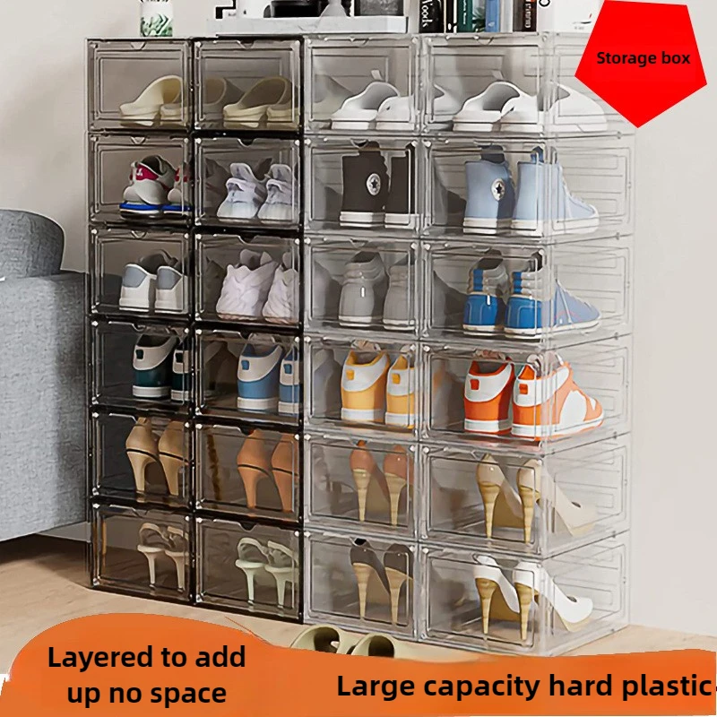 Shoe storage box, transparent thick hard plastic, men's and women's home shoe display box, Japanese living room shoe box