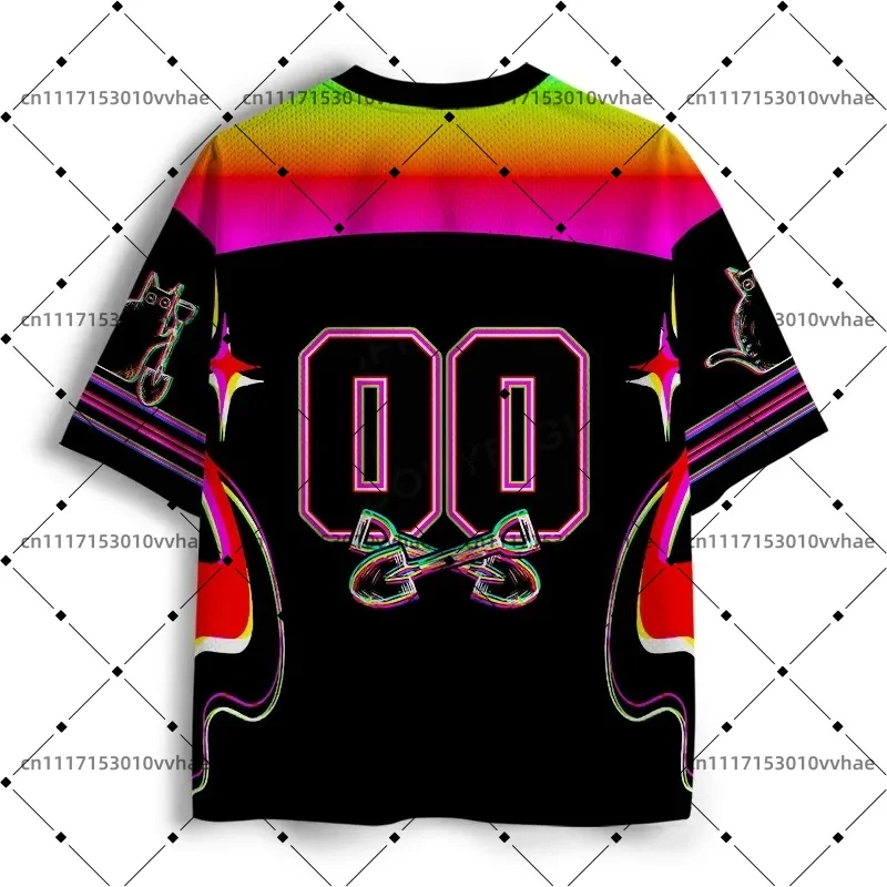 I HUG PEOPLE THATIHATE Mesh Jersey Design Digital Print V-Neck T-Shirt Comfortable Sports Short Sleeve