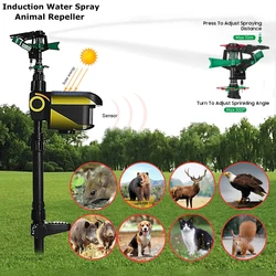 Zraszacz aktywowany ruchem zasilany energią słoneczną Odstraszacz zwierząt Automatyczny czujnik Zraszacz zwierząt Odstraszacz dla gospodarstwa ogrodowego