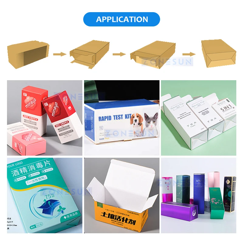 Zonesun Lock Bottom Cartoning Machine, Caixa De Papelão Fazendo Equipamentos, Carton Forming Machine, ZS-KDJ100