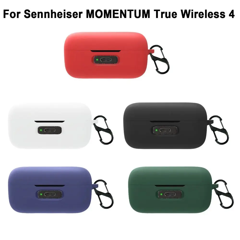 실리콘 보호 케이스 충격 방지 커버 보호대 Sennheiser MOMENTUM True Wireless 4 용 후크가있는 헤드폰 액세서리