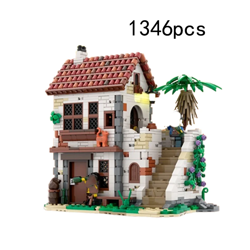 จุดจัดส่งด่วน MOC- 124328 124309 124049   ปราสาทโจรสลัดอนุภาคขนาดเล็กประกอบอาคารบล็อกของเล่น