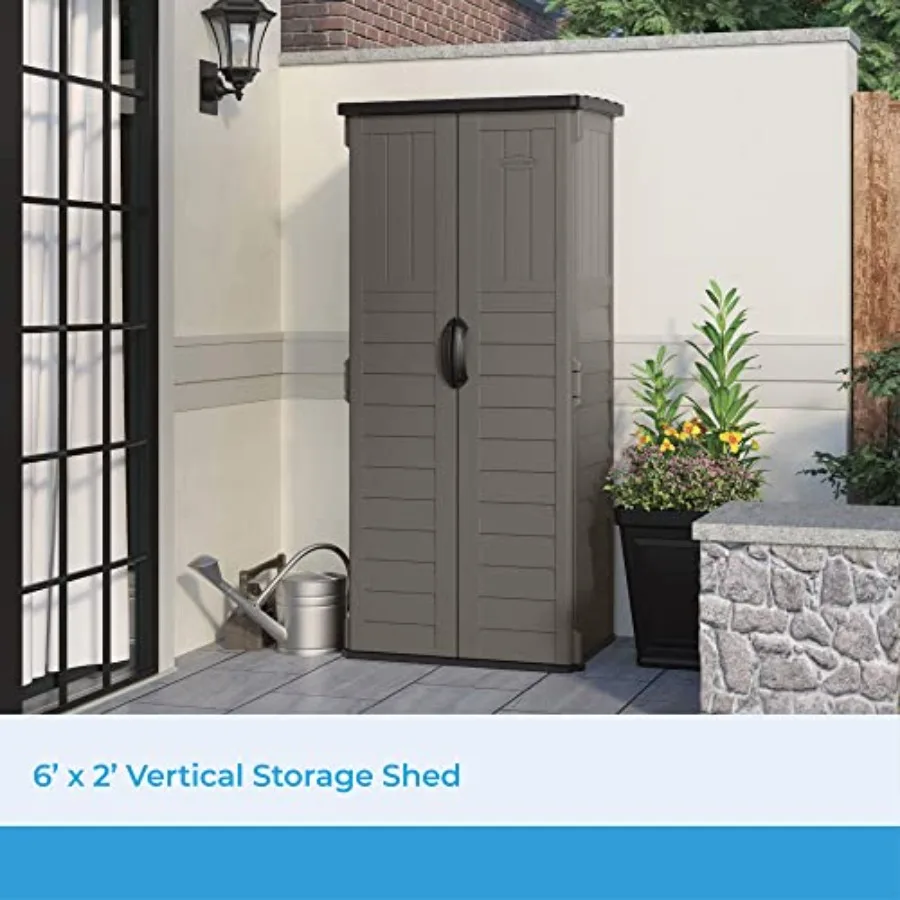 22 Cu Ft, Vertical Storage Shed, Pad-Lockable Double Doors, Stoney