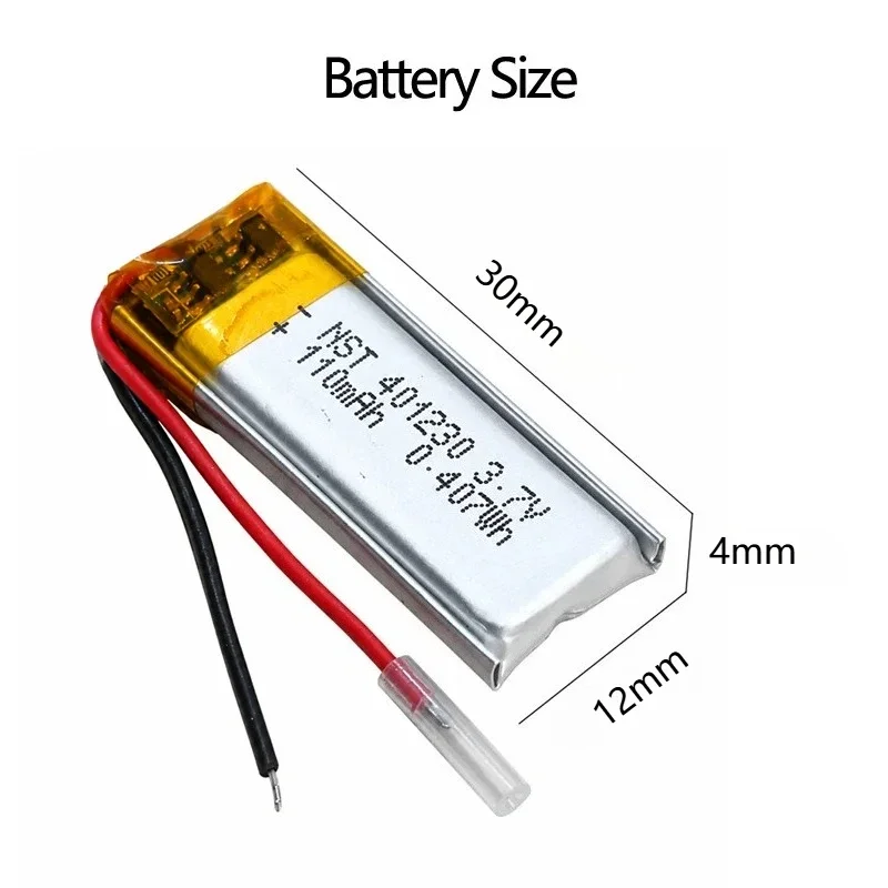 1-10PCS 3.7V 120mAh 401230 Lithium Polymer Battery Replacement for GPS Sat Nav Bluetooth Speaker DVR LED