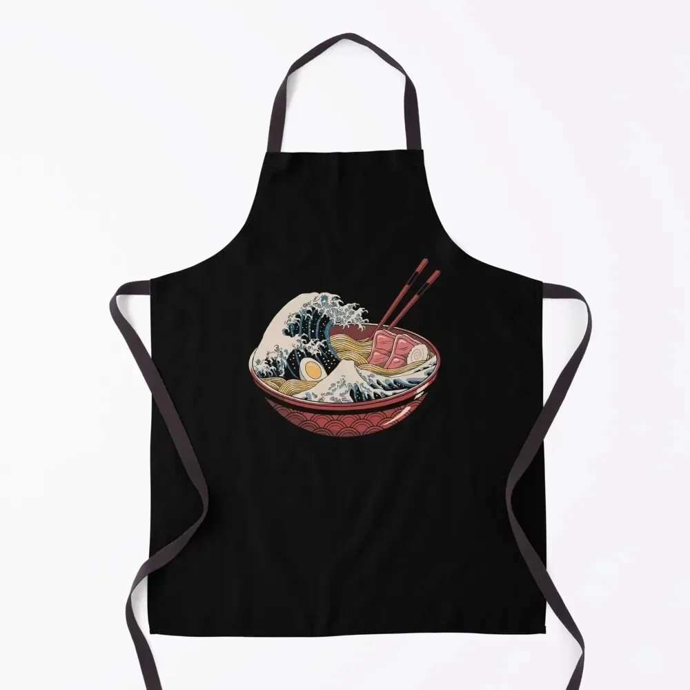 

Great Ramen Wave Apron kindergarten teacher kitchen girl kitchen clothes Kitchen Handle For Women Apron