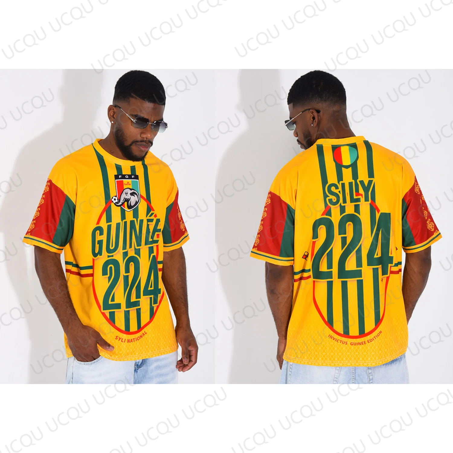 224 Guinee Syli National Football T Shirt White Red Green Short Sleeve Men Women Casual Sports Jersey Fan Gift