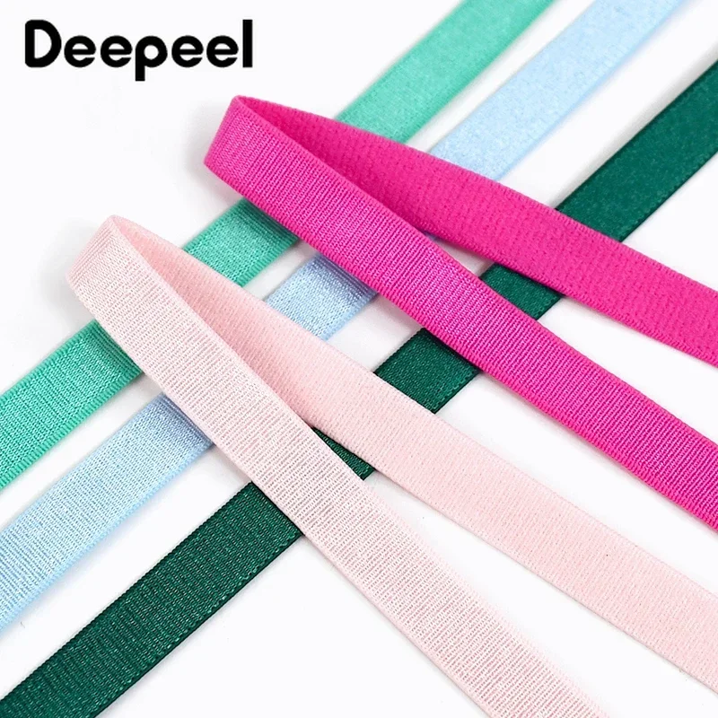 5/10Meters Deepeel 10mm Colored Nylon Elastic Bands Soft Bra Ribbon Shoulder Strap Clothing Belt DIY Sewing Decoration Accessory