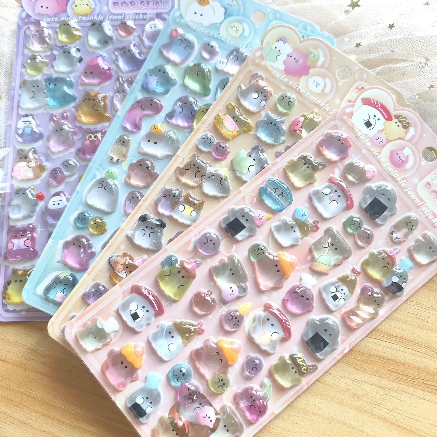 1 pz/4 pezzi adesivi in rilievo 3D fantasma in stile giapponese Scrapbooking diario fai da te adesivo scolastico di cancelleria carino