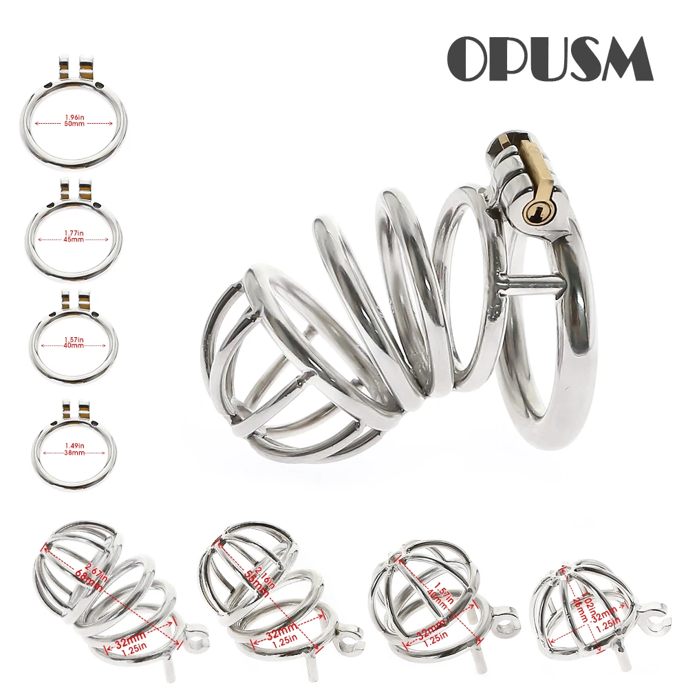 

CBT Male Chastity Belt Device Stainless Steel BDSM Cock Cage Penis Ring Lock with Urethral Catheter Spiked Ring Sex Toys