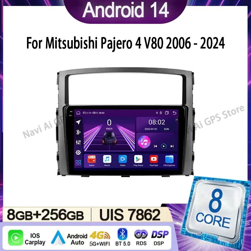 

Car Radio For Mitsubishi Pajero 4 V80 2006 - 2024 Multimedia Video Player Navigation Stereo GPS Android 14 wireless Carplay DSP